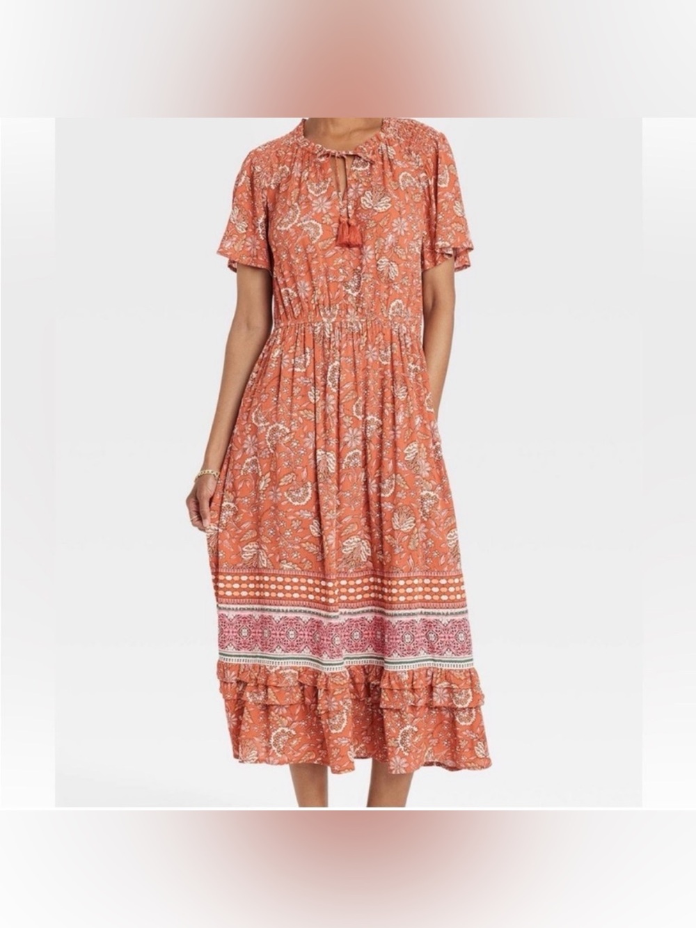 Knox Rose Women's Flutter Short Sleeve
Smocked Dress
